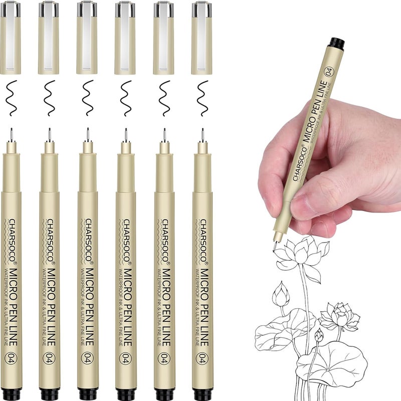 CHARSOCO 04 Micro Pen, Black Fine Point Pen with Waterproof Archival Ink, 0.4mm Fineliner Ink Pens for Artist Illustration, Sketching, Anime, Manga, Technical Drawing and Scrapbooking - Image 1